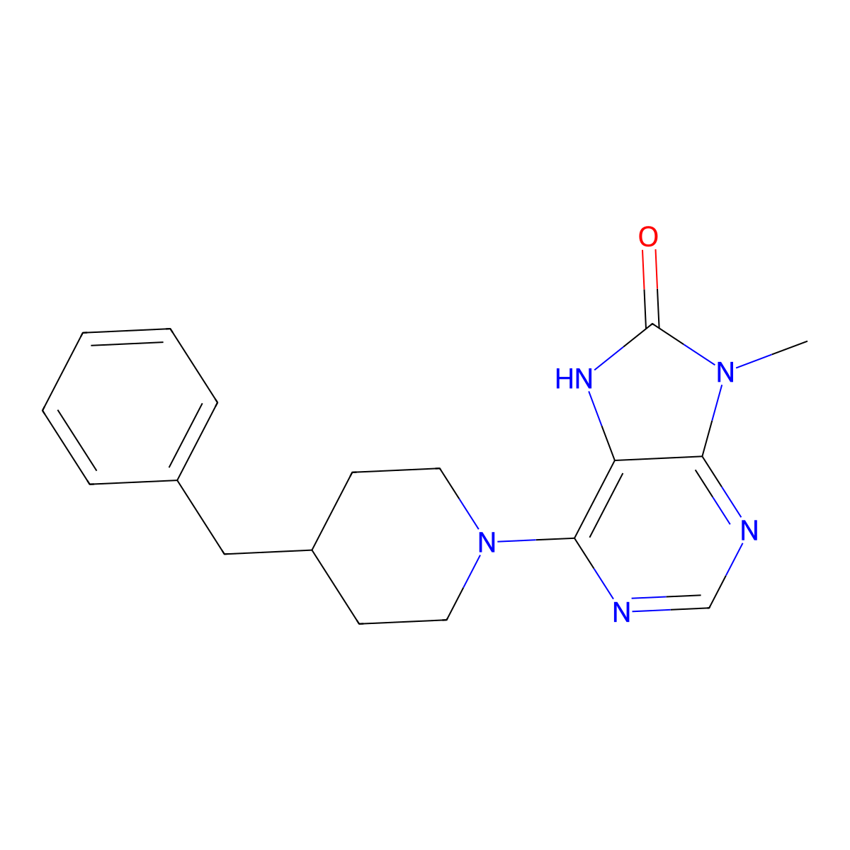 6-(4-benzylpiperidin-1-yl)-9-methyl-8,9-dihydro-7H-purin-8-one molecular structure, CAS 2742047-38-5