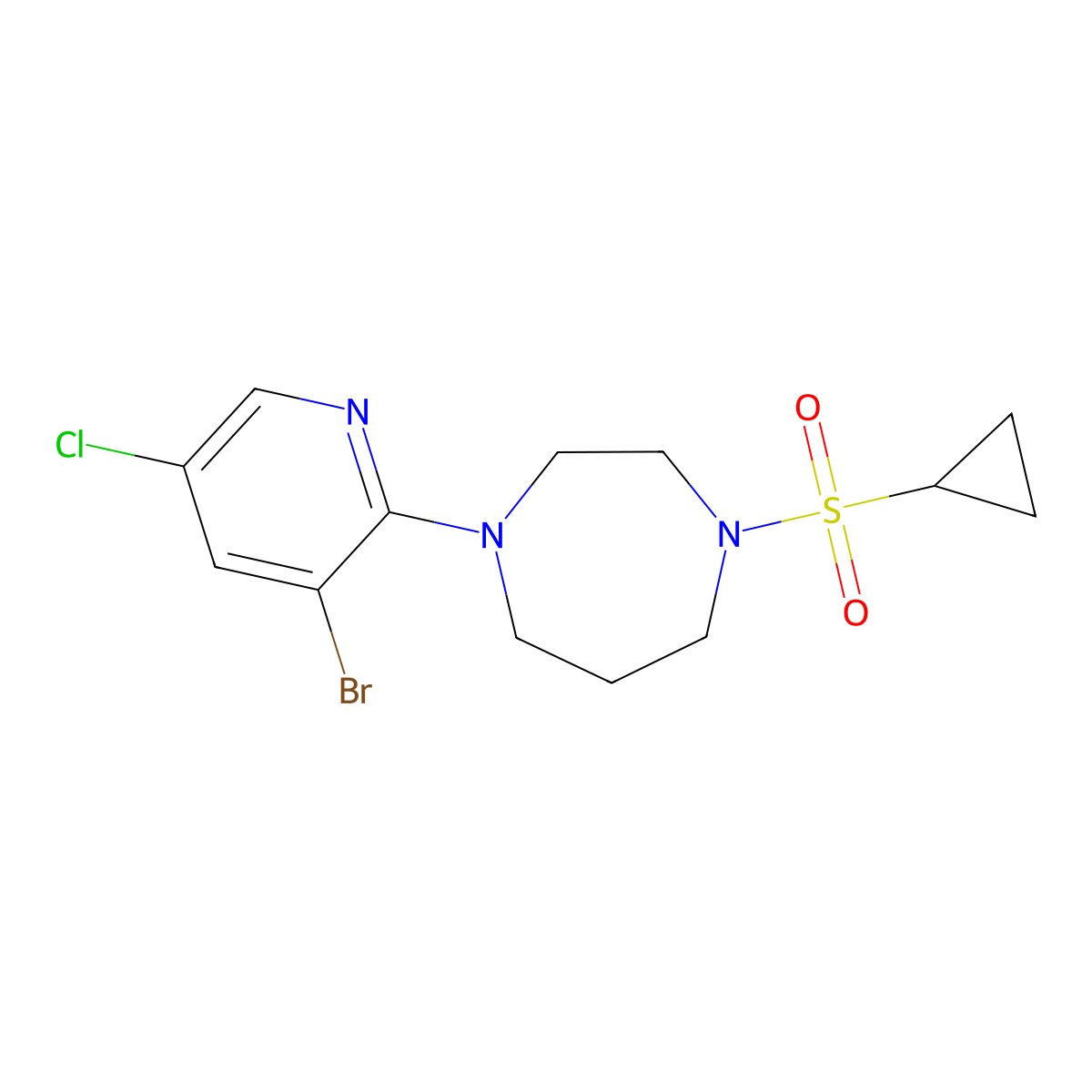1-(3-Bromo-5-chloropyridin-2-yl)-4-(cyclopropanesulfonyl)-1,4-diazepane molecular structure, CAS 2742047-42-1