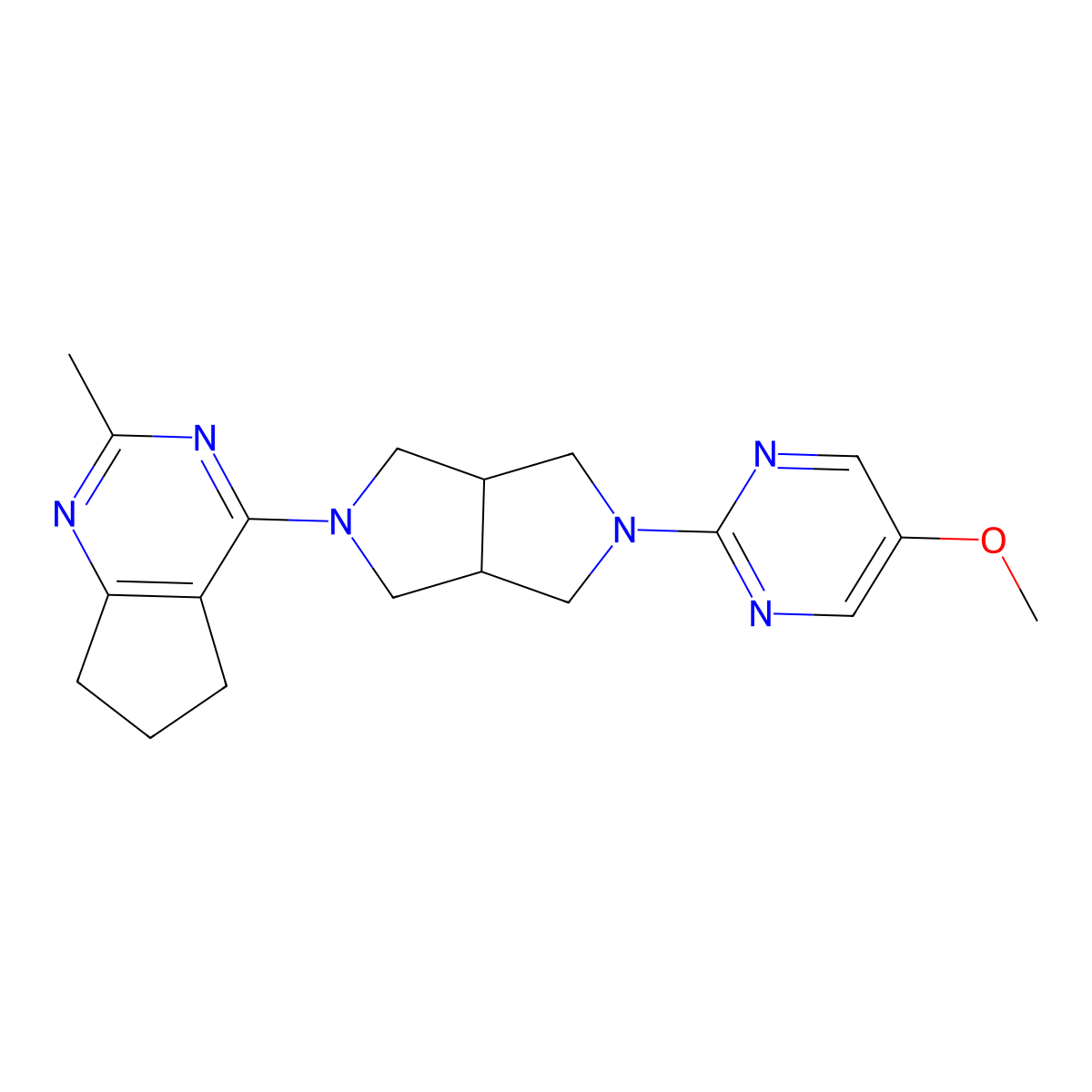5-methoxy-2-(5-{2-methyl-5H,6H,7H-cyclopenta[d]pyrimidin-4-yl}-octahydropyrrolo[3,4-c]pyrrol-2-yl)pyrimidine molecular structure, CAS 2742047-43-2