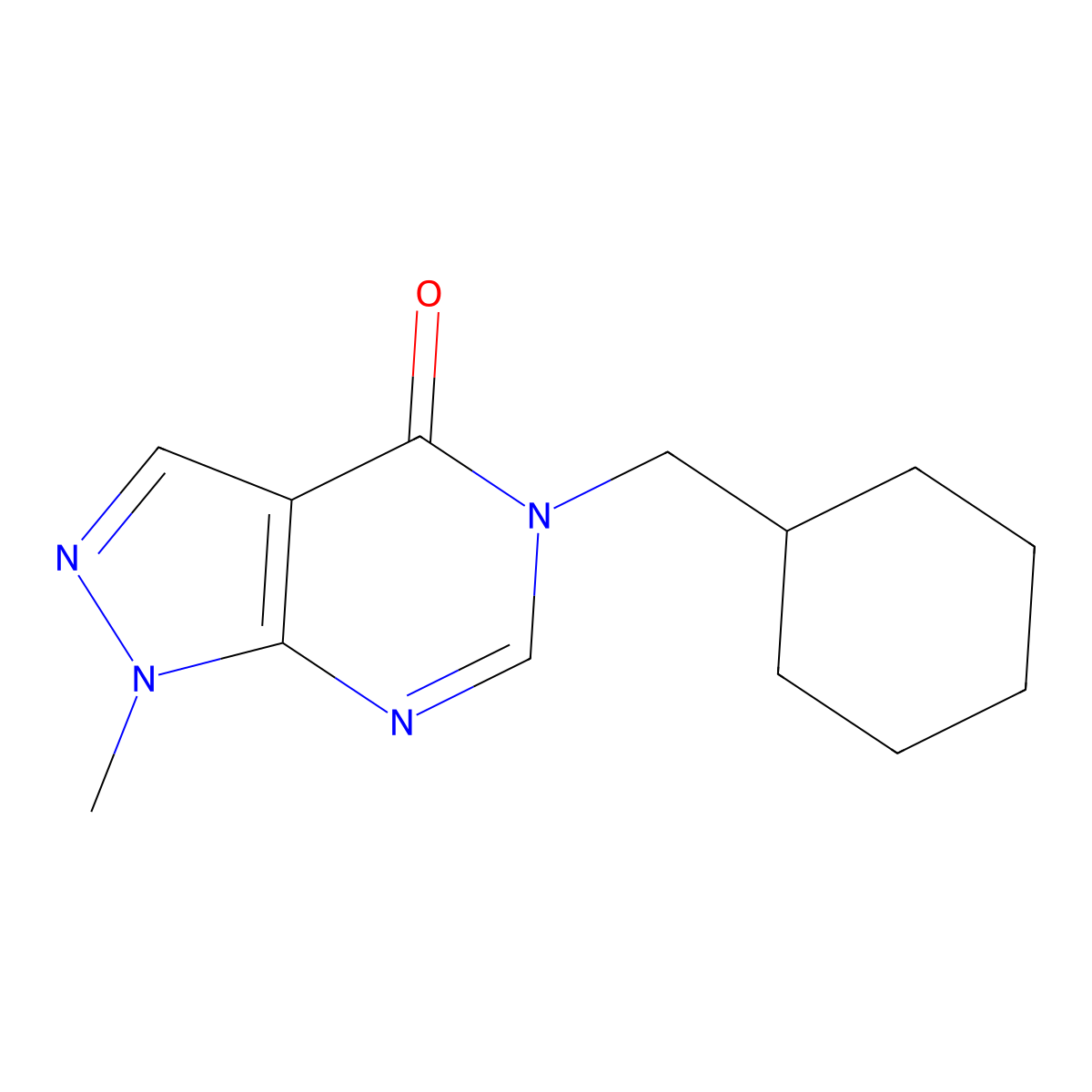5-(cyclohexylmethyl)-1-methyl-1H,4H,5H-pyrazolo[3,4-d]pyrimidin-4-one molecular structure, CAS 2742047-44-3