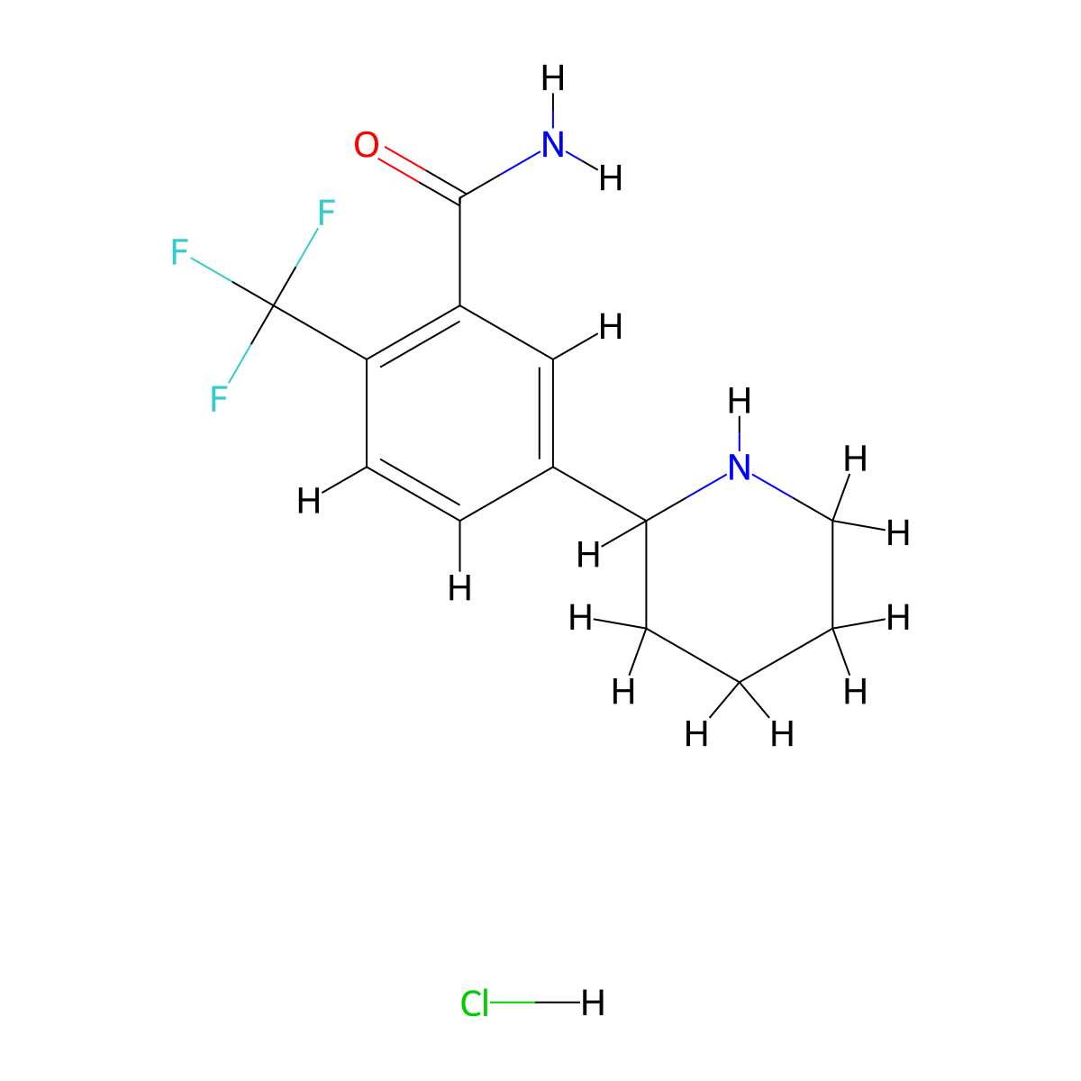 5-(Piperidin-2-yl)-2-(trifluoromethyl)benzamide hydrochloride molecular structure, CAS 2742047-48-7