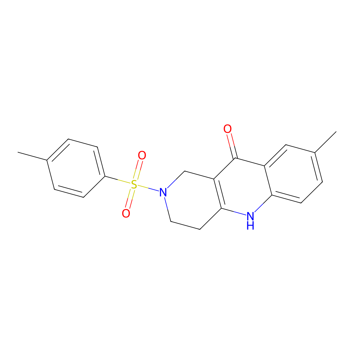 8-methyl-2-(4-methylbenzenesulfonyl)-1H,2H,3H,4H,5H,10H-benzo[b]1,6-naphthyridin-10-one molecular structure, CAS 2742047-53-4