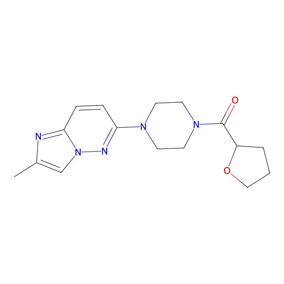 1-{2-Methylimidazo[1,2-b]pyridazin-6-yl}-4-(oxolane-2-carbonyl)piperazine molecular structure, CAS 2742047-57-8