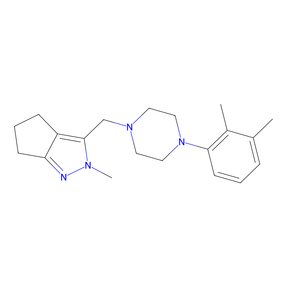 1-(2,3-dimethylphenyl)-4-({2-methyl-2H,4H,5H,6H-cyclopenta[c]pyrazol-3-yl}methyl)piperazine molecular structure, CAS 2742047-62-5