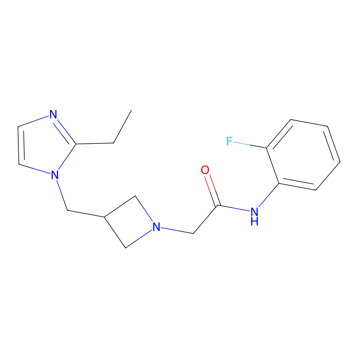 2-{3-[(2-ethyl-1H-imidazol-1-yl)methyl]azetidin-1-yl}-N-(2-fluorophenyl)acetamide molecular structure, CAS 2742047-66-9