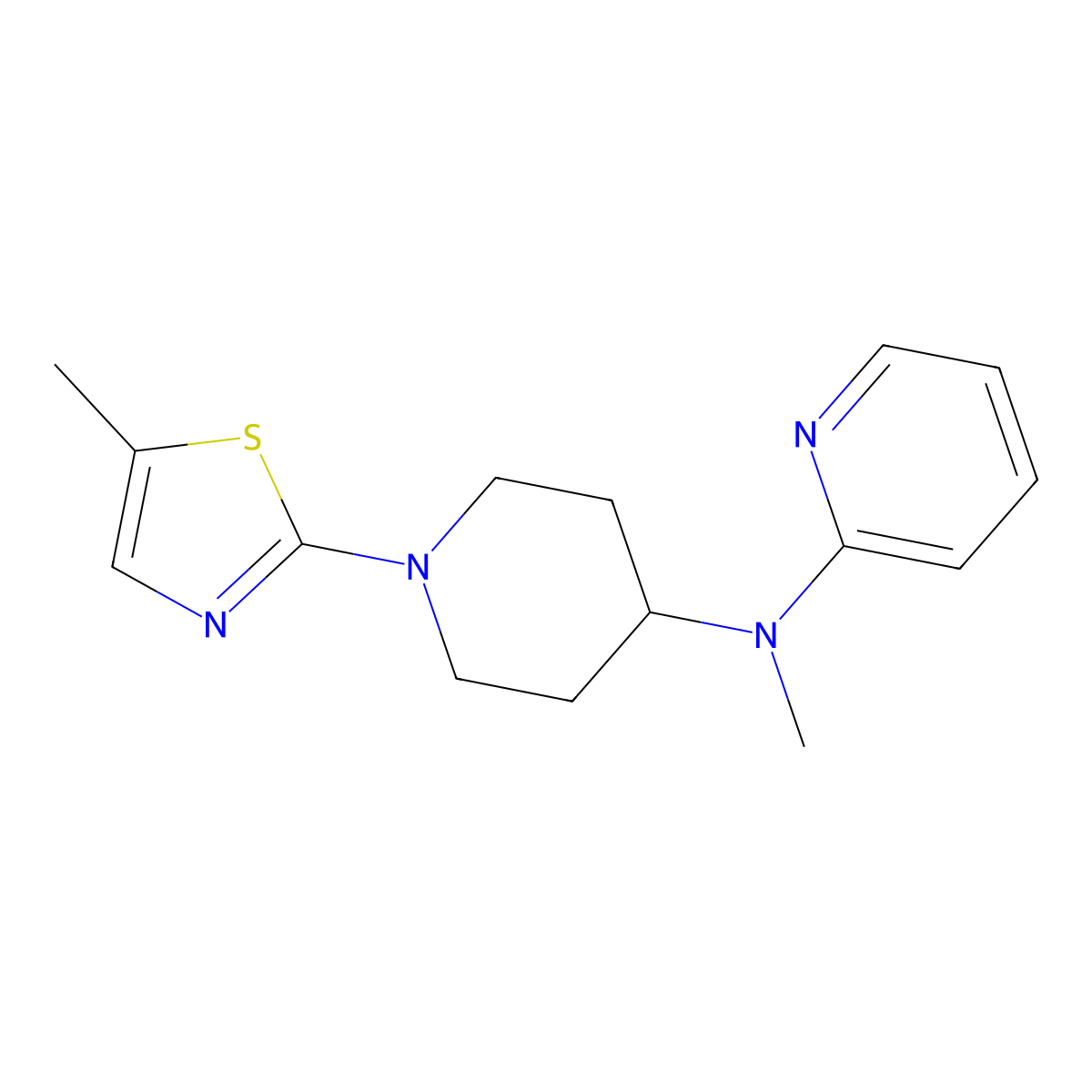 N-methyl-N-[1-(5-methyl-1,3-thiazol-2-yl)piperidin-4-yl]pyridin-2-amine molecular structure, CAS 2742047-73-8