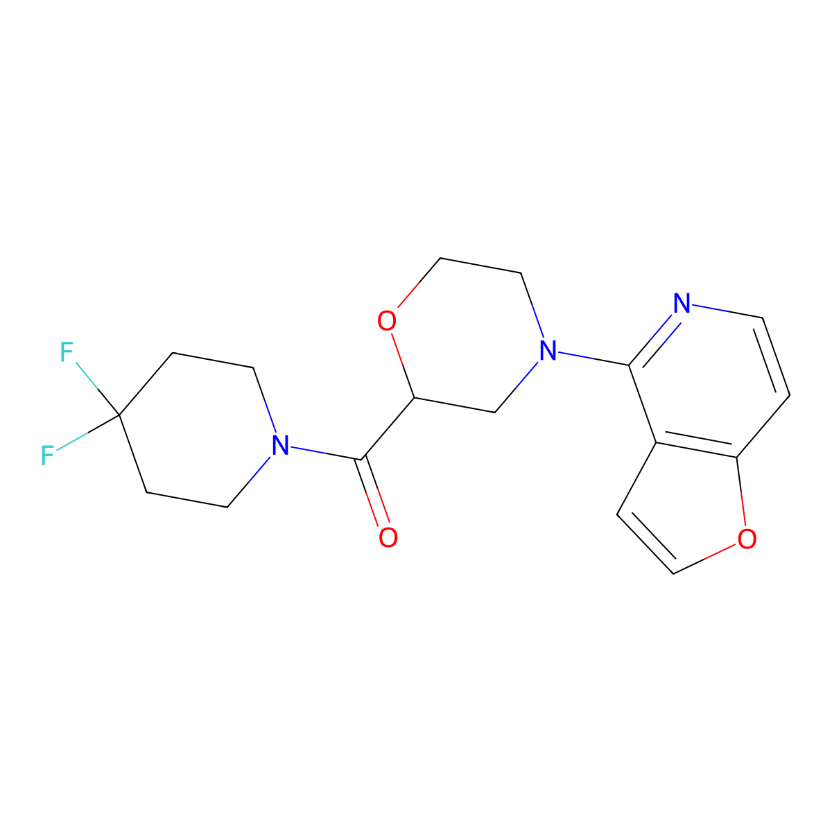 2-(4,4-Difluoropiperidine-1-carbonyl)-4-{furo[3,2-c]pyridin-4-yl}morpholine molecular structure, CAS 2742047-74-9
