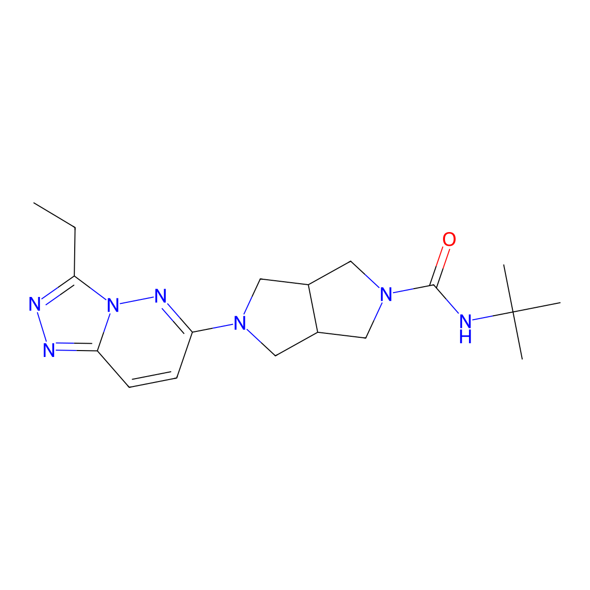 N-tert-butyl-5-{3-ethyl-[1,2,4]triazolo[4,3-b]pyridazin-6-yl}-octahydropyrrolo[3,4-c]pyrrole-2-carboxamide molecular structure, CAS 2742047-86-3