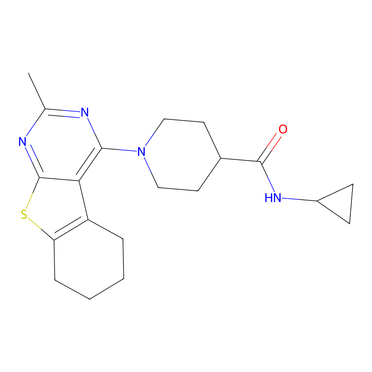 N-cyclopropyl-1-{5-methyl-8-thia-4,6-diazatricyclo[7.4.0.0^{2,7}]trideca-1(9),2,4,6-tetraen-3-yl}piperidine-4-carboxamide molecular structure, CAS 2742047-89-6