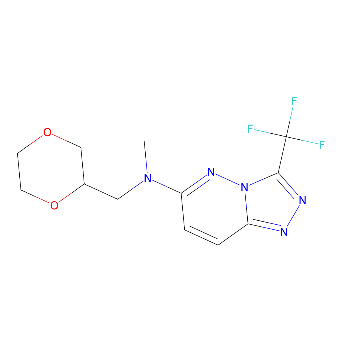 N-[(1,4-dioxan-2-yl)methyl]-N-methyl-3-(trifluoromethyl)-[1,2,4]triazolo[4,3-b]pyridazin-6-amine molecular structure, CAS 2742047-91-0