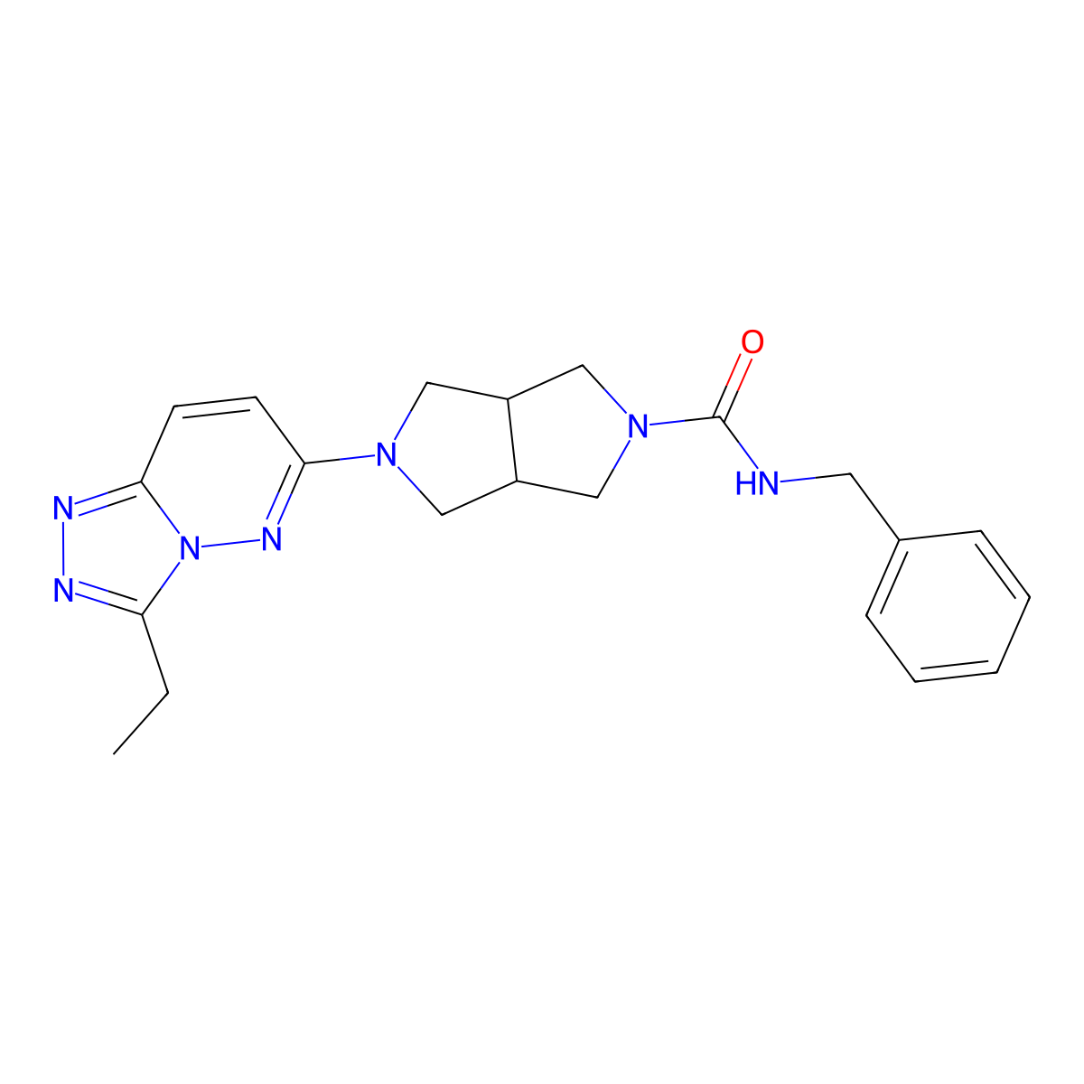 N-benzyl-5-{3-ethyl-[1,2,4]triazolo[4,3-b]pyridazin-6-yl}-octahydropyrrolo[3,4-c]pyrrole-2-carboxamide molecular structure, CAS 2742047-94-3