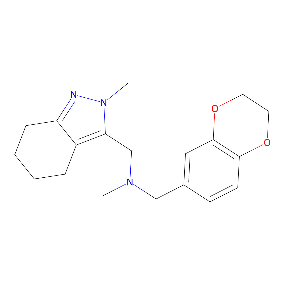 [(2,3-dihydro-1,4-benzodioxin-6-yl)methyl](methyl)[(2-methyl-4,5,6,7-tetrahydro-2H-indazol-3-yl)methyl]amine molecular structure, CAS 2742047-95-4