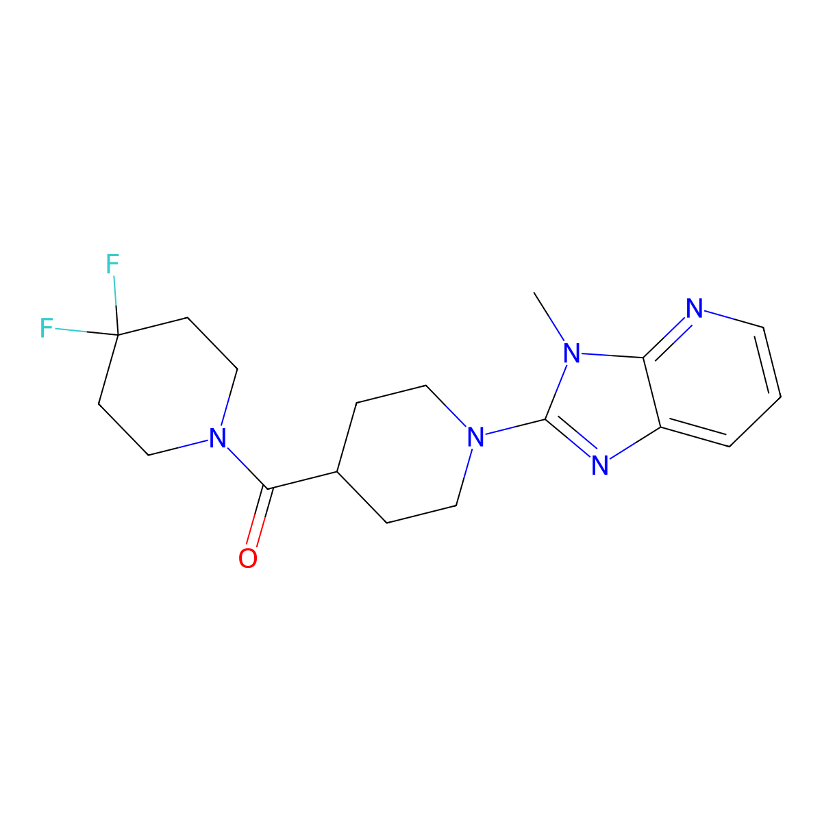 4-(4,4-difluoropiperidine-1-carbonyl)-1-{3-methyl-3H-imidazo[4,5-b]pyridin-2-yl}piperidine molecular structure, CAS 2742048-02-6