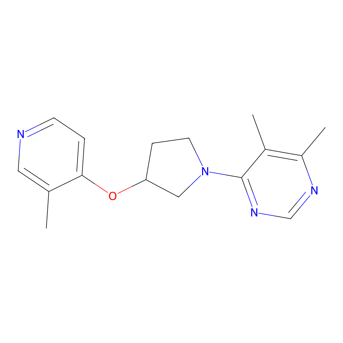 4,5-Dimethyl-6-{3-[(3-methylpyridin-4-yl)oxy]pyrrolidin-1-yl}pyrimidine molecular structure, CAS 2742048-04-8