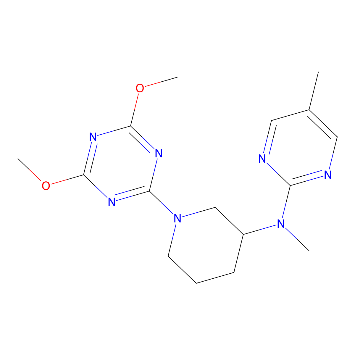 N-[1-(4,6-dimethoxy-1,3,5-triazin-2-yl)piperidin-3-yl]-N,5-dimethylpyrimidin-2-amine molecular structure, CAS 2742048-07-1