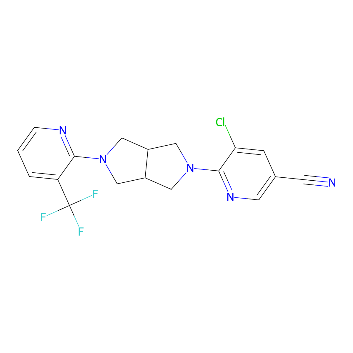 5-Chloro-6-{5-[3-(trifluoromethyl)pyridin-2-yl]-octahydropyrrolo[3,4-c]pyrrol-2-yl}pyridine-3-carbonitrile molecular structure, CAS 2742048-12-8