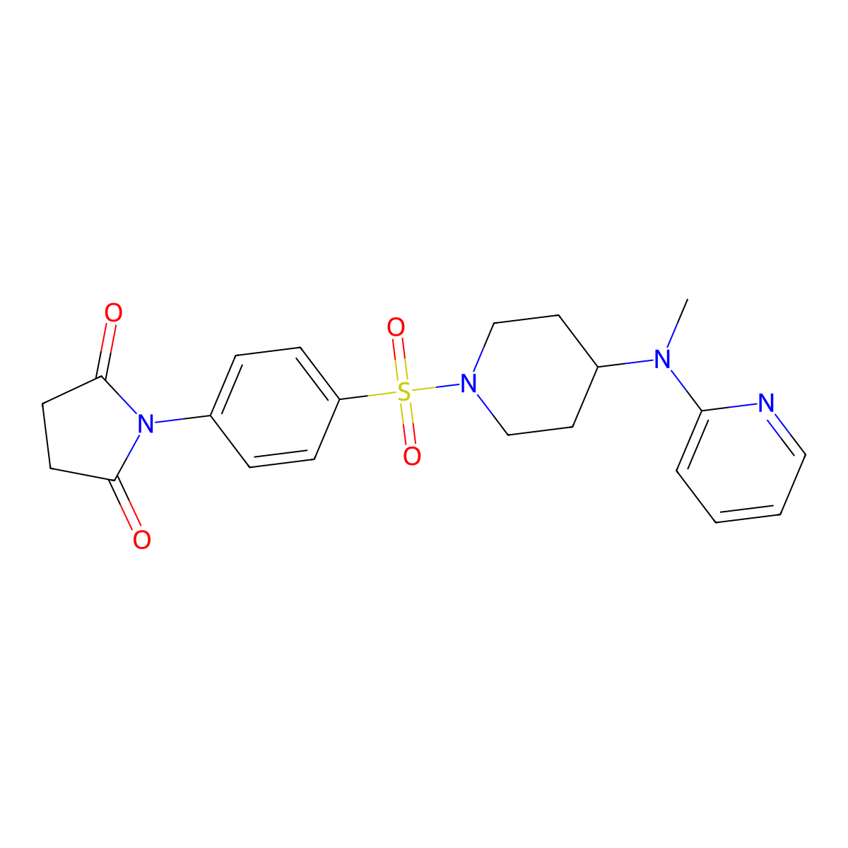 1-[4-({4-[Methyl(pyridin-2-yl)amino]piperidin-1-yl}sulfonyl)phenyl]pyrrolidine-2,5-dione molecular structure, CAS 2742048-17-3