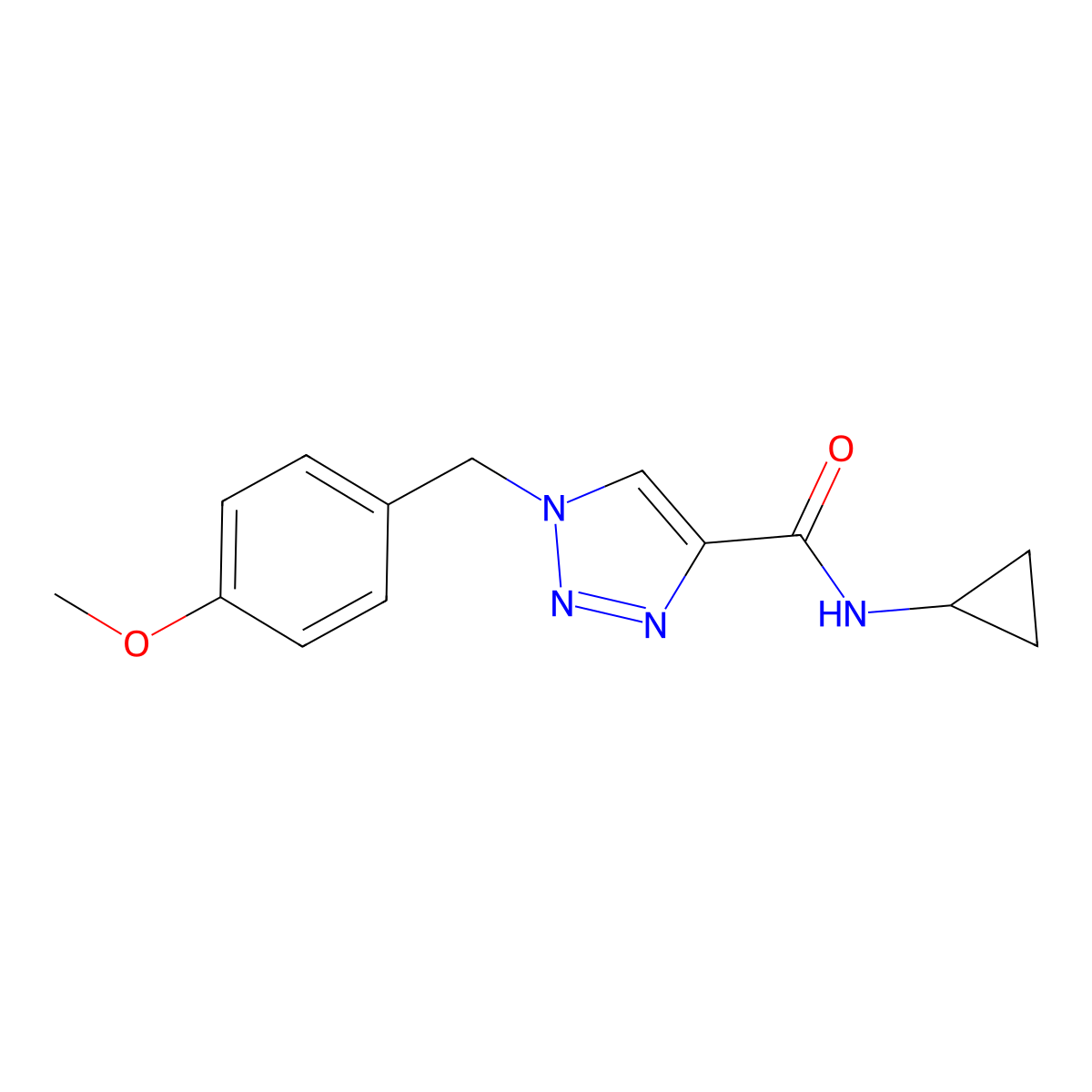 N-cyclopropyl-1-[(4-methoxyphenyl)methyl]-1H-1,2,3-triazole-4-carboxamide molecular structure, CAS 2742048-18-4