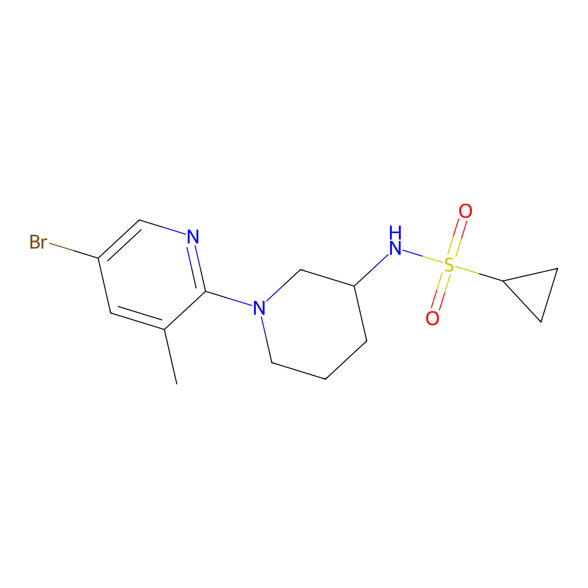N-[1-(5-bromo-3-methylpyridin-2-yl)piperidin-3-yl]cyclopropanesulfonamide molecular structure, CAS 2742048-21-9