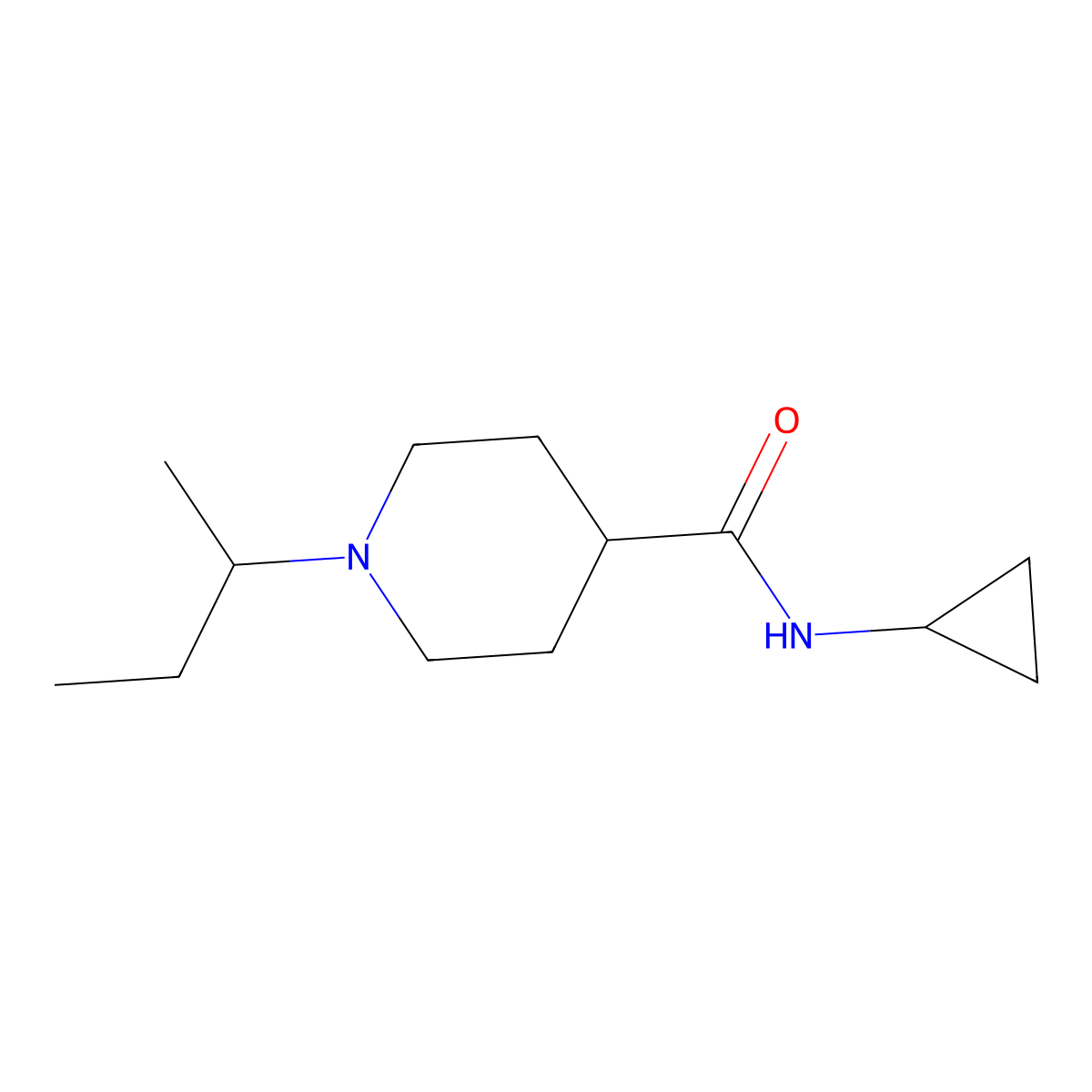 1-(butan-2-yl)-N-cyclopropylpiperidine-4-carboxamide molecular structure, CAS 2742048-24-2
