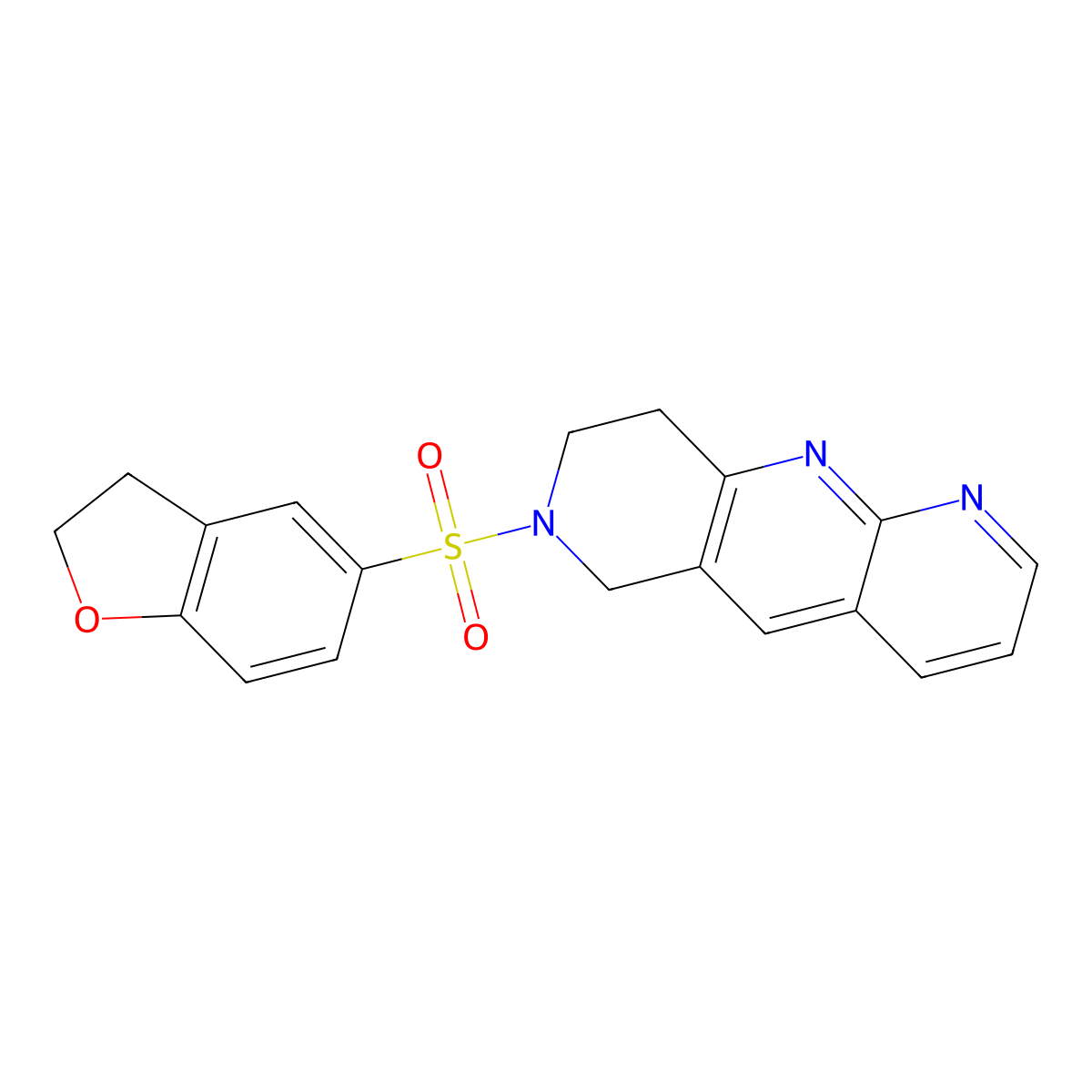 7-(2,3-dihydro-1-benzofuran-5-sulfonyl)-6H,7H,8H,9H-pyrido[2,3-b]1,6-naphthyridine molecular structure, CAS 2742048-25-3