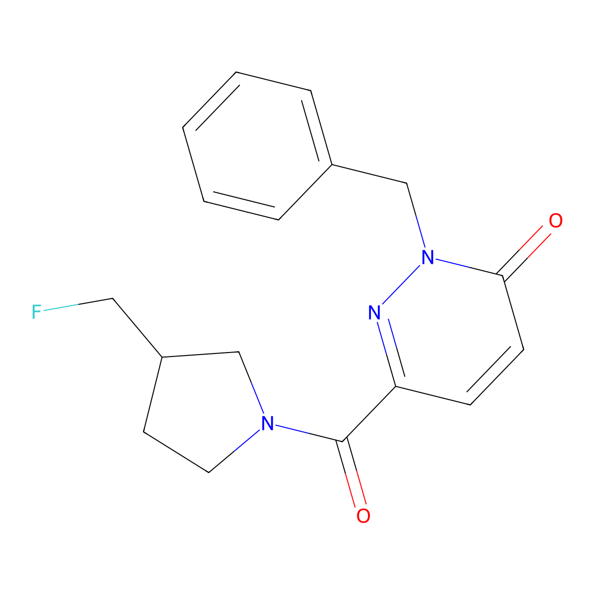 2-Benzyl-6-[3-(fluoromethyl)pyrrolidine-1-carbonyl]-2,3-dihydropyridazin-3-one molecular structure, CAS 2742048-26-4
