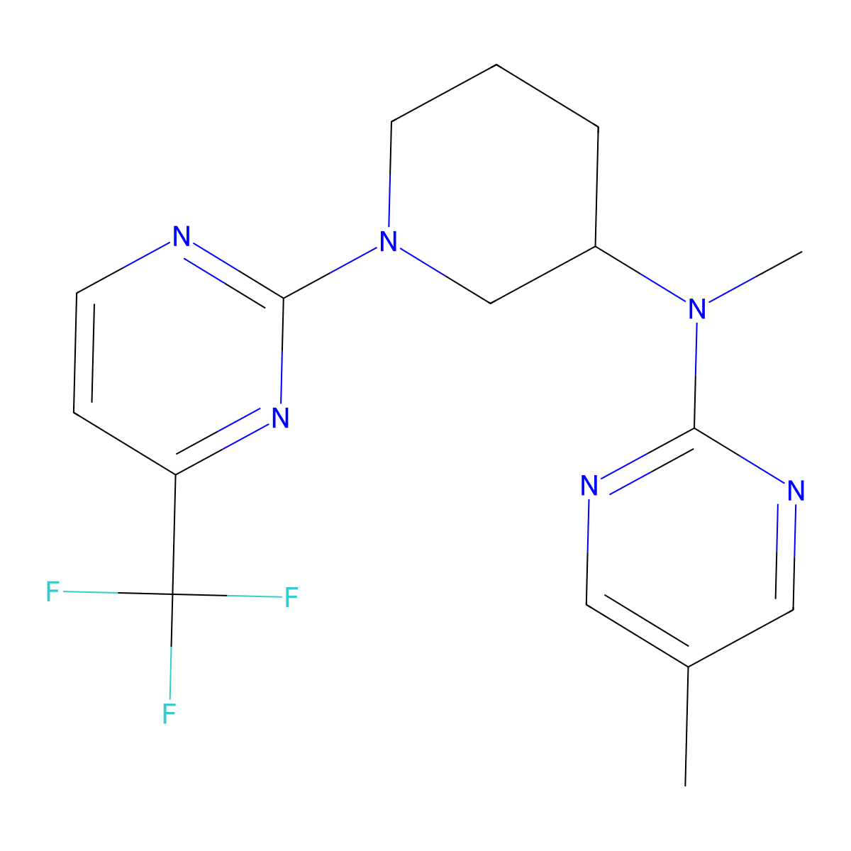 N,5-dimethyl-N-{1-[4-(trifluoromethyl)pyrimidin-2-yl]piperidin-3-yl}pyrimidin-2-amine molecular structure, CAS 2742048-29-7