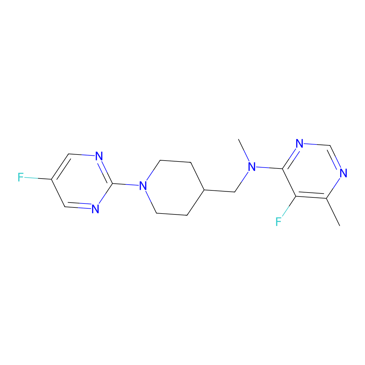 5-fluoro-N-{[1-(5-fluoropyrimidin-2-yl)piperidin-4-yl]methyl}-N,6-dimethylpyrimidin-4-amine molecular structure, CAS 2742048-32-2