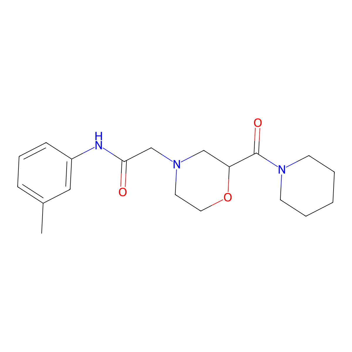 N-(3-methylphenyl)-2-[2-(piperidine-1-carbonyl)morpholin-4-yl]acetamide molecular structure, CAS 2742048-35-5