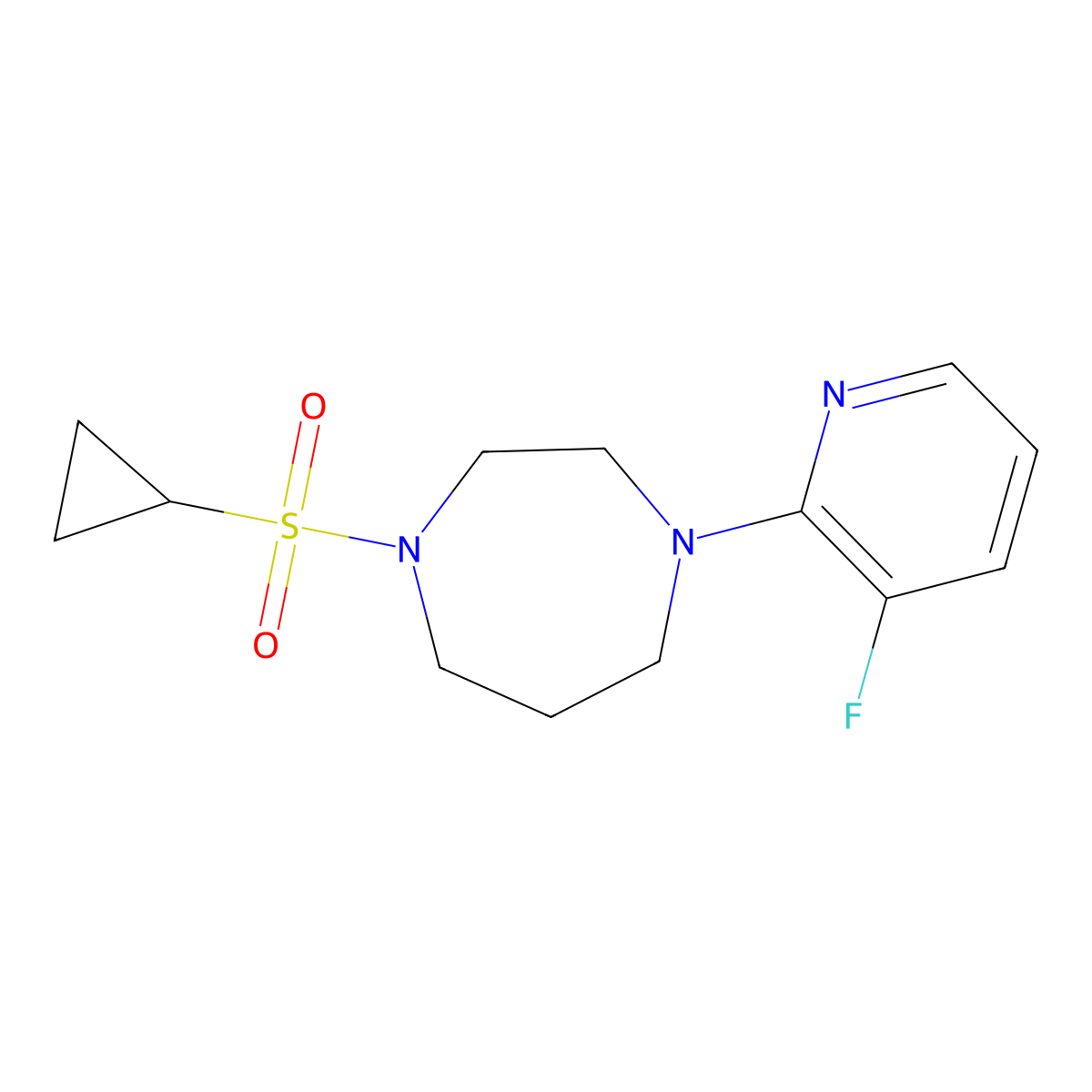 1-(Cyclopropanesulfonyl)-4-(3-fluoropyridin-2-yl)-1,4-diazepane molecular structure, CAS 2742048-36-6
