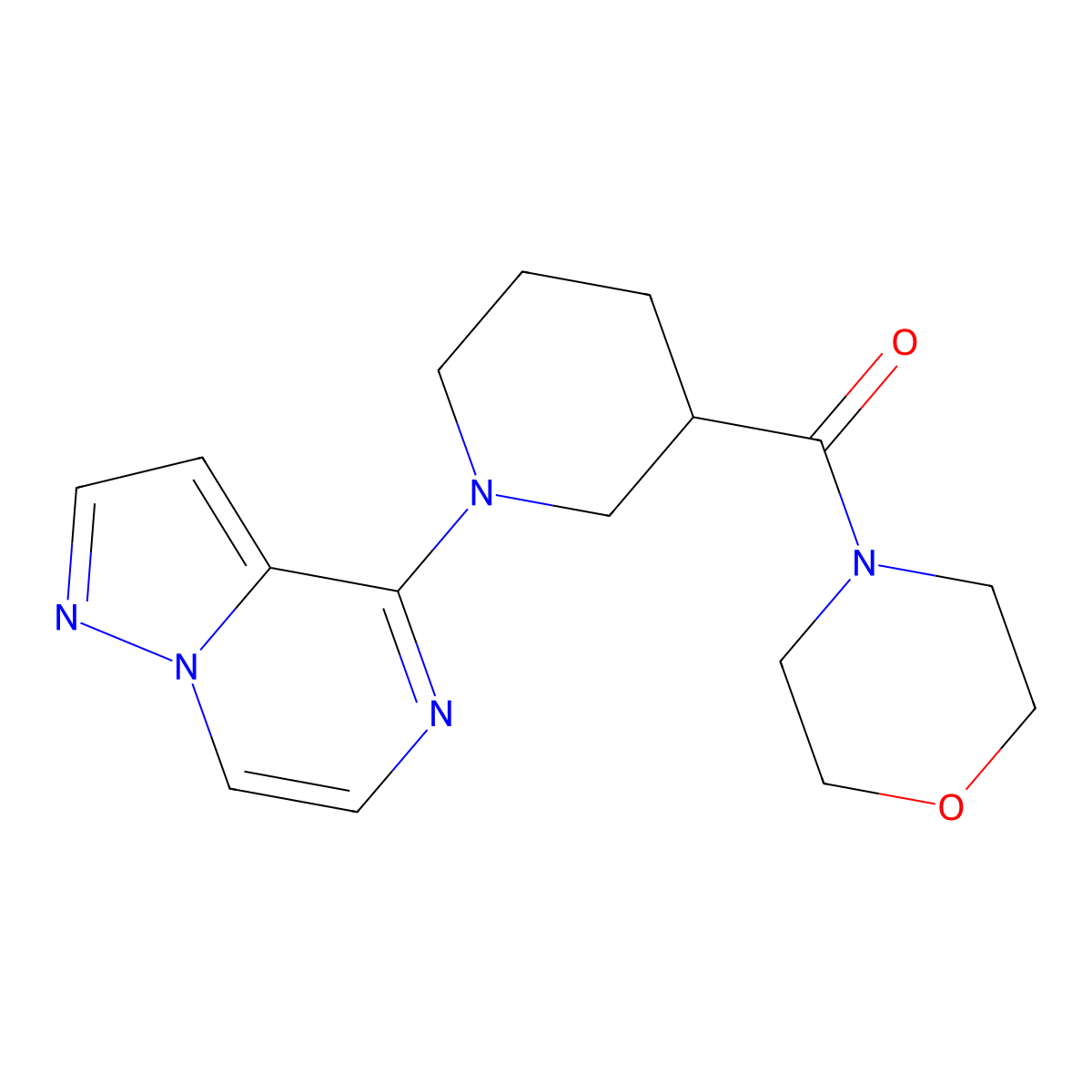 4-(1-{Pyrazolo[1,5-a]pyrazin-4-yl}piperidine-3-carbonyl)morpholine molecular structure, CAS 2742048-39-9