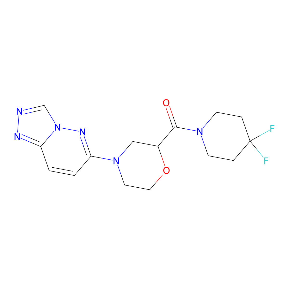 2-(4,4-Difluoropiperidine-1-carbonyl)-4-{[1,2,4]triazolo[4,3-b]pyridazin-6-yl}morpholine molecular structure, CAS 2742048-43-5