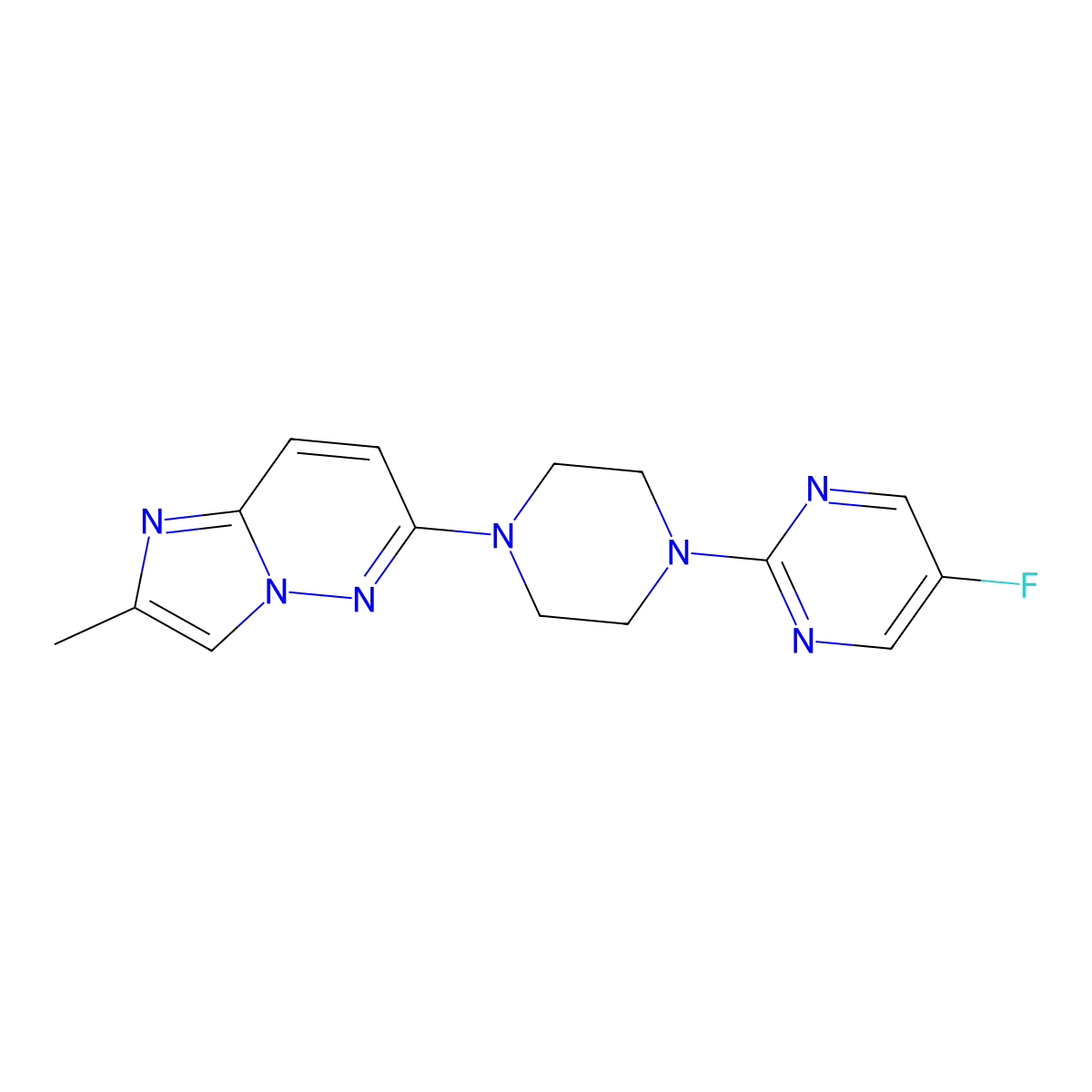 5-Fluoro-2-(4-{2-methylimidazo[1,2-b]pyridazin-6-yl}piperazin-1-yl)pyrimidine molecular structure, CAS 2742048-45-7