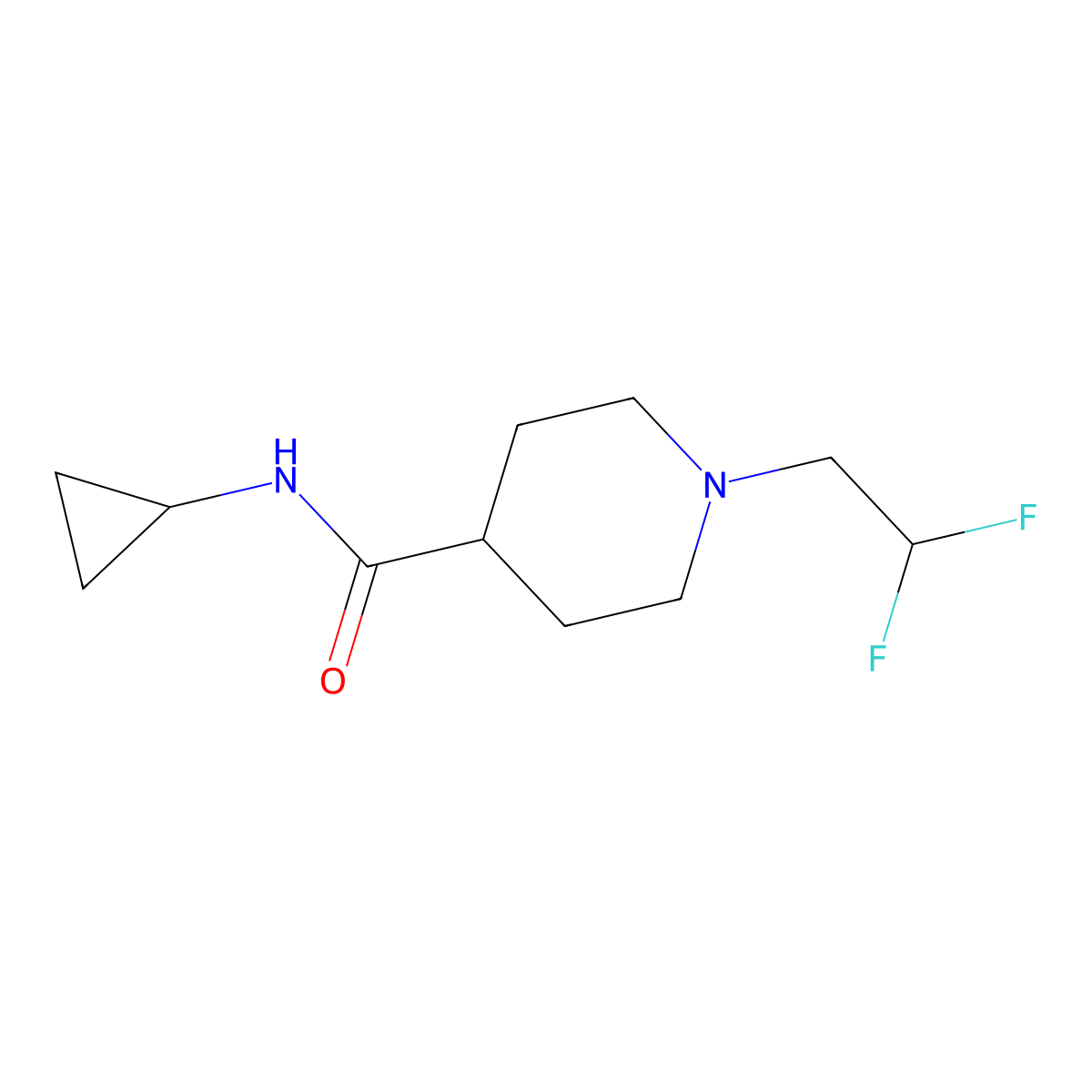 N-cyclopropyl-1-(2,2-difluoroethyl)piperidine-4-carboxamide molecular structure, CAS 2742048-61-7