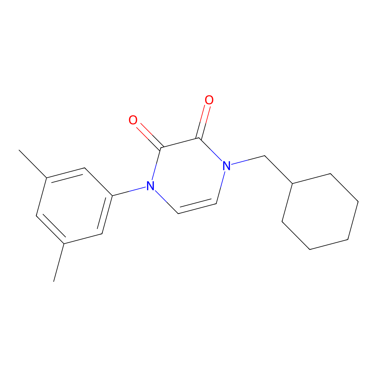 1-(Cyclohexylmethyl)-4-(3,5-dimethylphenyl)-1,2,3,4-tetrahydropyrazine-2,3-dione molecular structure, CAS 2742048-63-9
