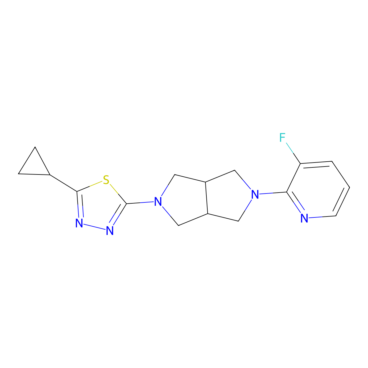 2-[5-(5-Cyclopropyl-1,3,4-thiadiazol-2-yl)-octahydropyrrolo[3,4-c]pyrrol-2-yl]-3-fluoropyridine molecular structure, CAS 2742048-74-2