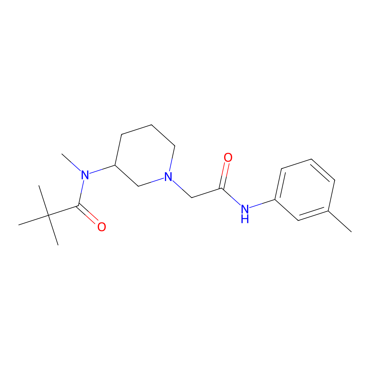 N,2,2-trimethyl-N-(1-{[(3-methylphenyl)carbamoyl]methyl}piperidin-3-yl)propanamide molecular structure, CAS 2742048-77-5
