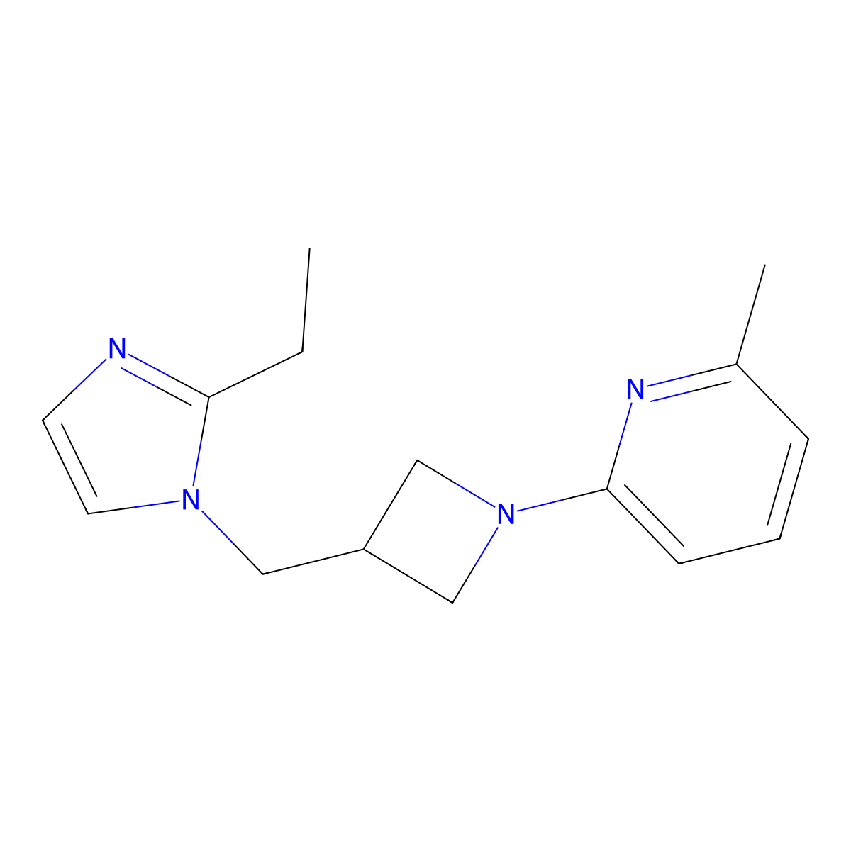 2-{3-[(2-ethyl-1H-imidazol-1-yl)methyl]azetidin-1-yl}-6-methylpyridine molecular structure, CAS 2742048-83-3