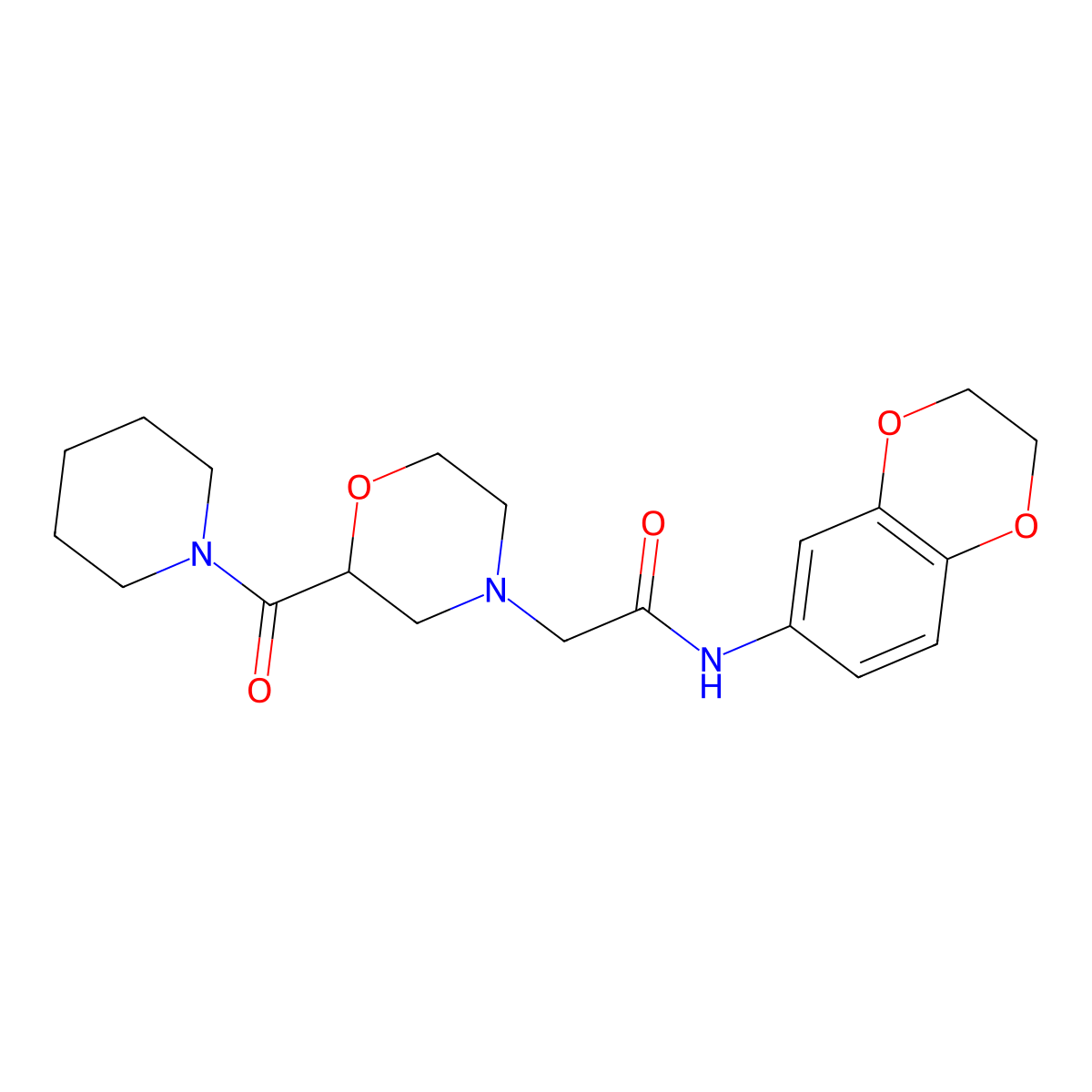 N-(2,3-dihydro-1,4-benzodioxin-6-yl)-2-[2-(piperidine-1-carbonyl)morpholin-4-yl]acetamide molecular structure, CAS 2742048-86-6