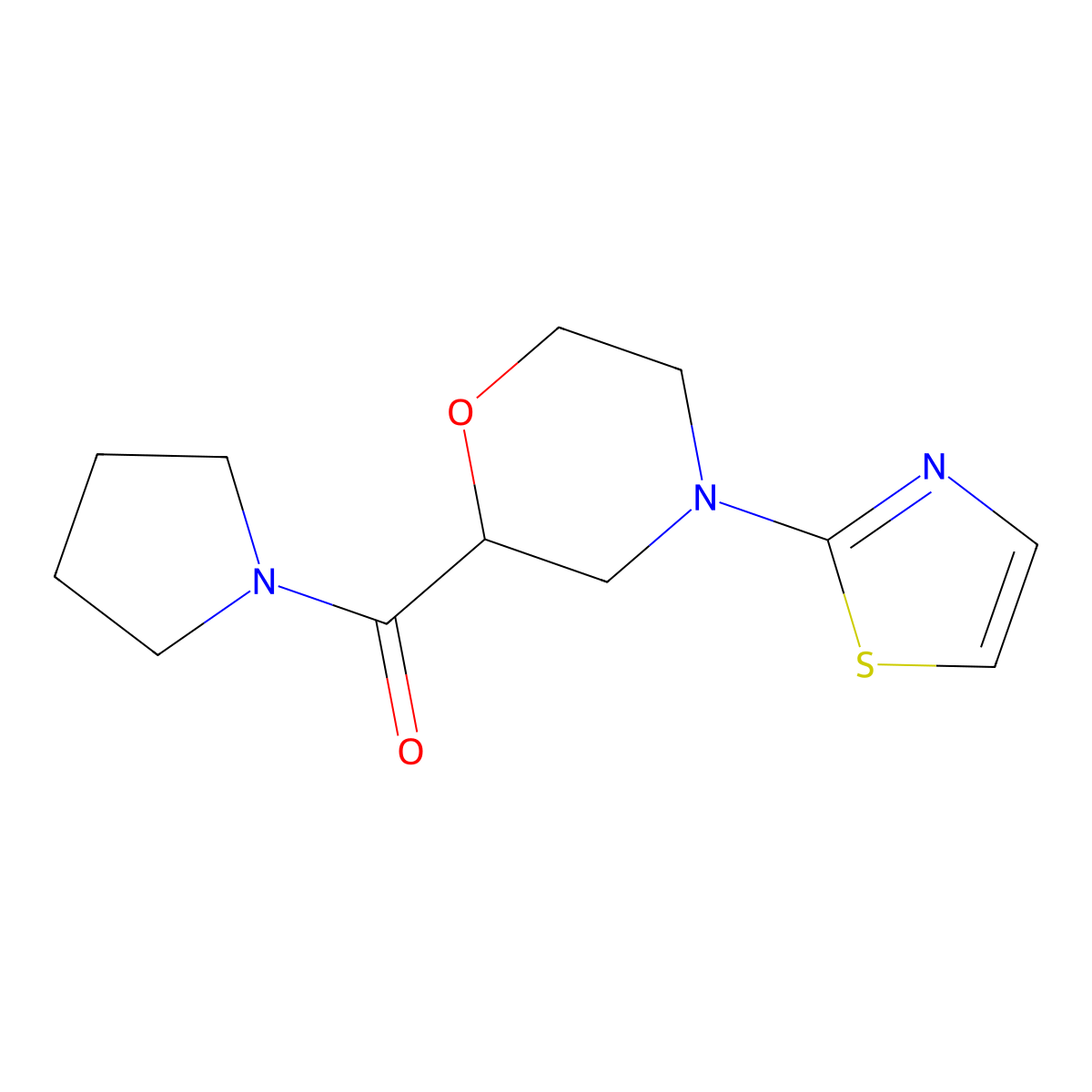 2-(Pyrrolidine-1-carbonyl)-4-(1,3-thiazol-2-yl)morpholine molecular structure, CAS 2742048-89-9