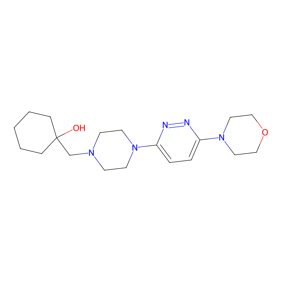 1-({4-[6-(Morpholin-4-yl)pyridazin-3-yl]piperazin-1-yl}methyl)cyclohexan-1-ol molecular structure, CAS 2742048-93-5