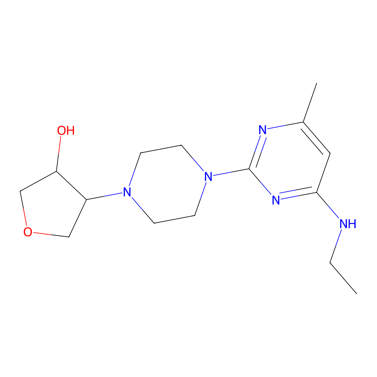 4-{4-[4-(Ethylamino)-6-methylpyrimidin-2-yl]piperazin-1-yl}oxolan-3-ol molecular structure, CAS 2742048-95-7