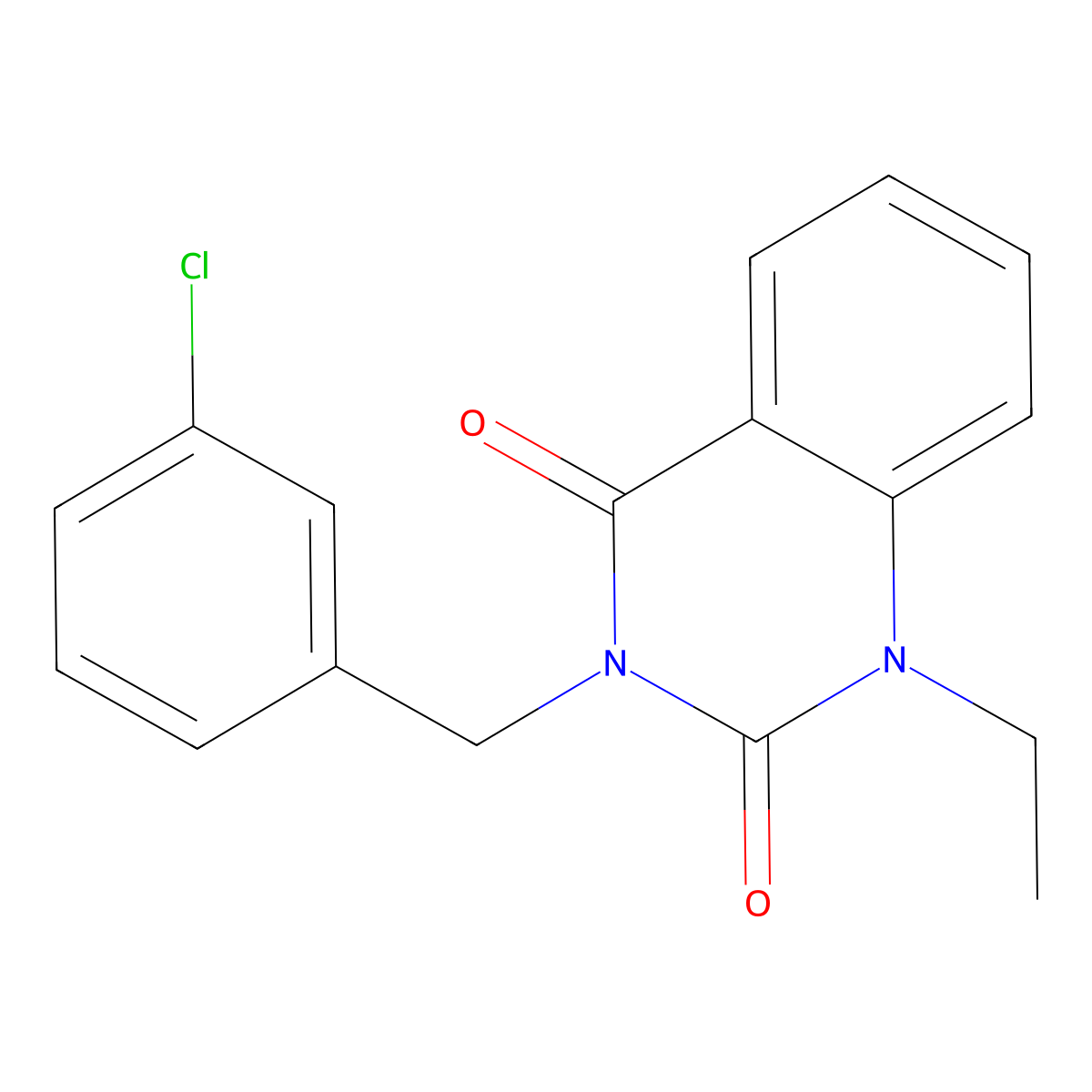 3-[(3-Chlorophenyl)methyl]-1-ethyl-1,2,3,4-tetrahydroquinazoline-2,4-dione molecular structure, CAS 2742048-98-0