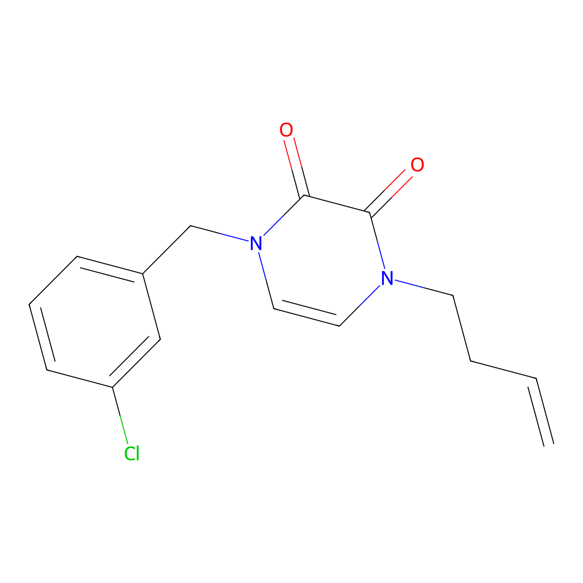 1-(But-3-en-1-yl)-4-[(3-chlorophenyl)methyl]-1,2,3,4-tetrahydropyrazine-2,3-dione molecular structure, CAS 2742048-99-1