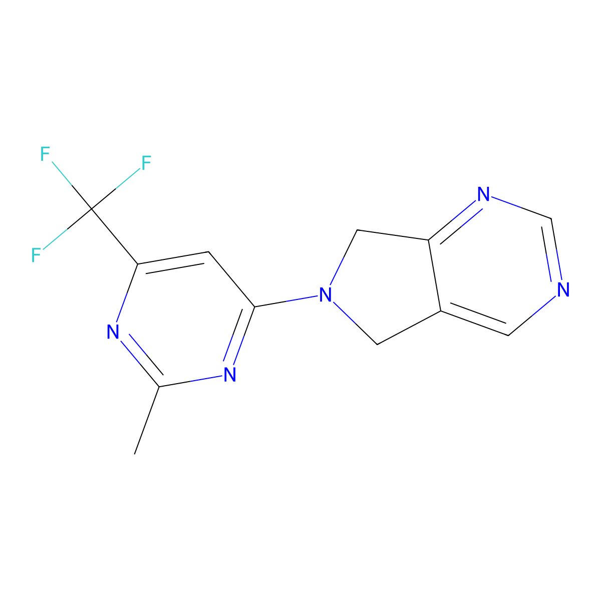 2-methyl-4-{5H,6H,7H-pyrrolo[3,4-d]pyrimidin-6-yl}-6-(trifluoromethyl)pyrimidine molecular structure, CAS 2742049-01-8