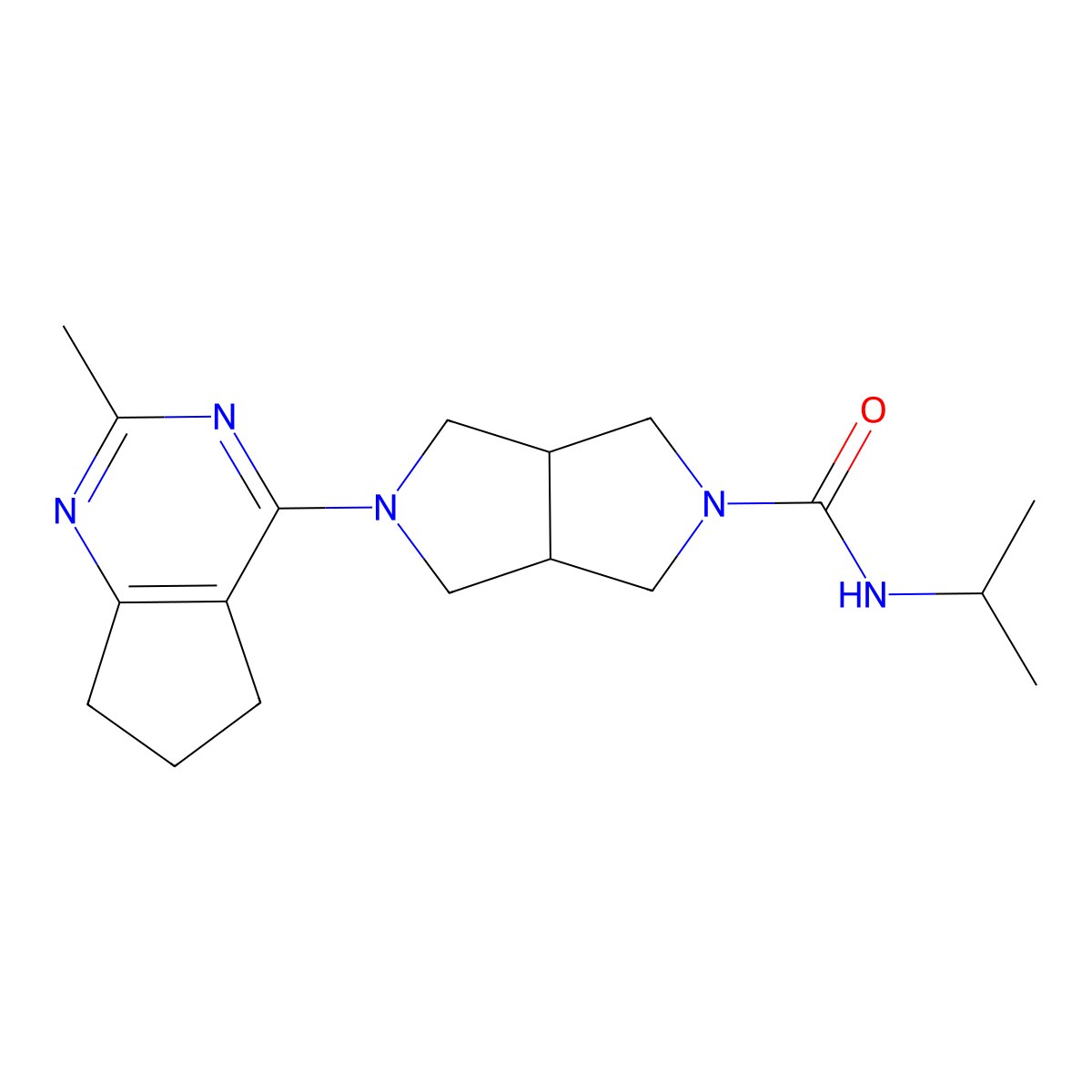5-{2-methyl-5H,6H,7H-cyclopenta[d]pyrimidin-4-yl}-N-(propan-2-yl)-octahydropyrrolo[3,4-c]pyrrole-2-carboxamide molecular structure, CAS 2742049-04-1