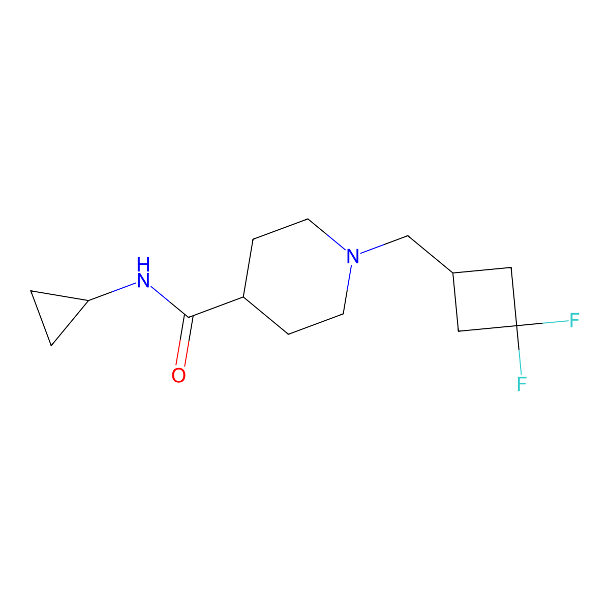 N-cyclopropyl-1-[(3,3-difluorocyclobutyl)methyl]piperidine-4-carboxamide molecular structure, CAS 2742049-08-5
