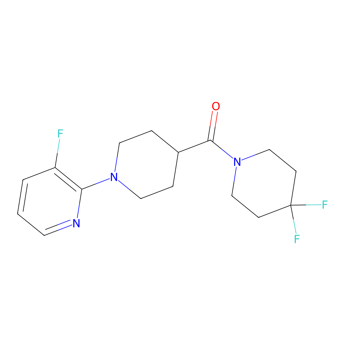 2-[4-(4,4-Difluoropiperidine-1-carbonyl)piperidin-1-yl]-3-fluoropyridine molecular structure, CAS 2742049-11-0