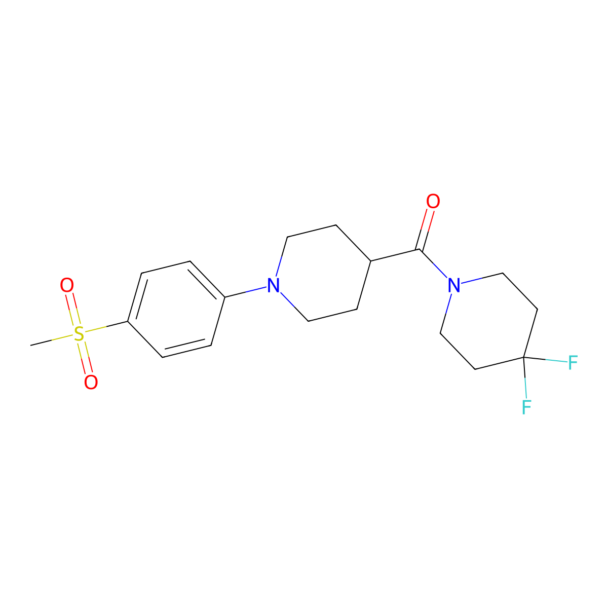 4,4-Difluoro-1-[1-(4-methanesulfonylphenyl)piperidine-4-carbonyl]piperidine molecular structure, CAS 2742049-26-7