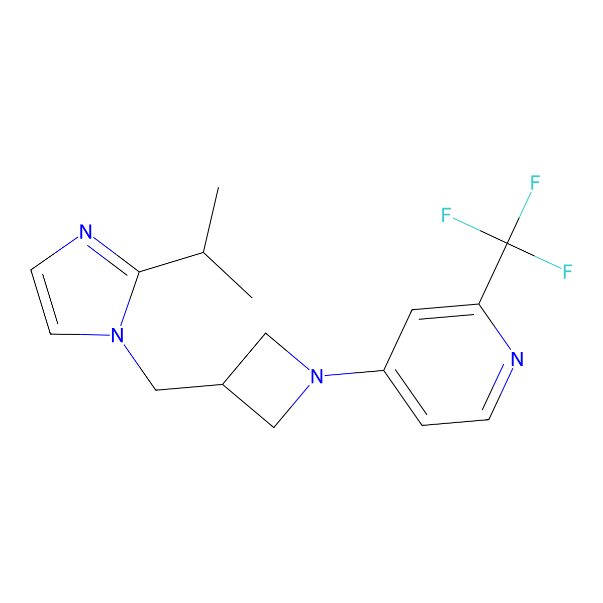 4-(3-{[2-(propan-2-yl)-1H-imidazol-1-yl]methyl}azetidin-1-yl)-2-(trifluoromethyl)pyridine molecular structure, CAS 2742049-30-3